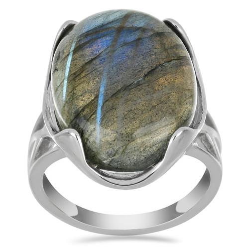 BUY NATURAL LABRADORITE GEMSTONE BIG STONE RING IN 925 SILVER